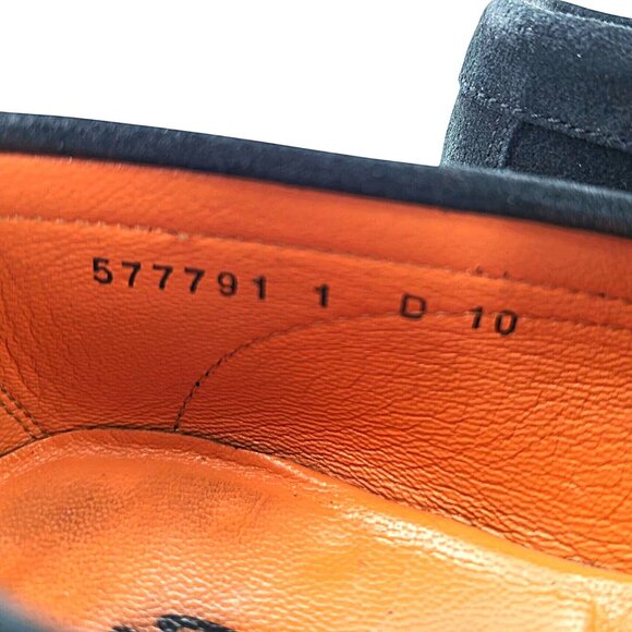 Santoni Italy Navy Blue Suede Leather Dress Shoes Mens Size 10D Slip-on Loafers - Picture 7 of 12